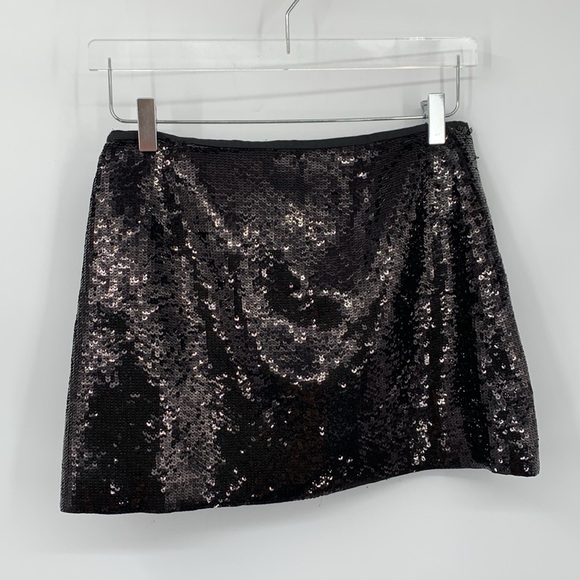 Theory Roxanne Spread a-line sequin mini skirt grosgrain ribbon sparkle party 2 - Picture 3 of 4